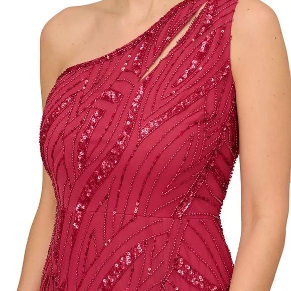 Adrianna Papell Beaded One-Shoulder Gown Size 4 MSRP $299 # 12B 1830 Blm - Picture 2 of 6